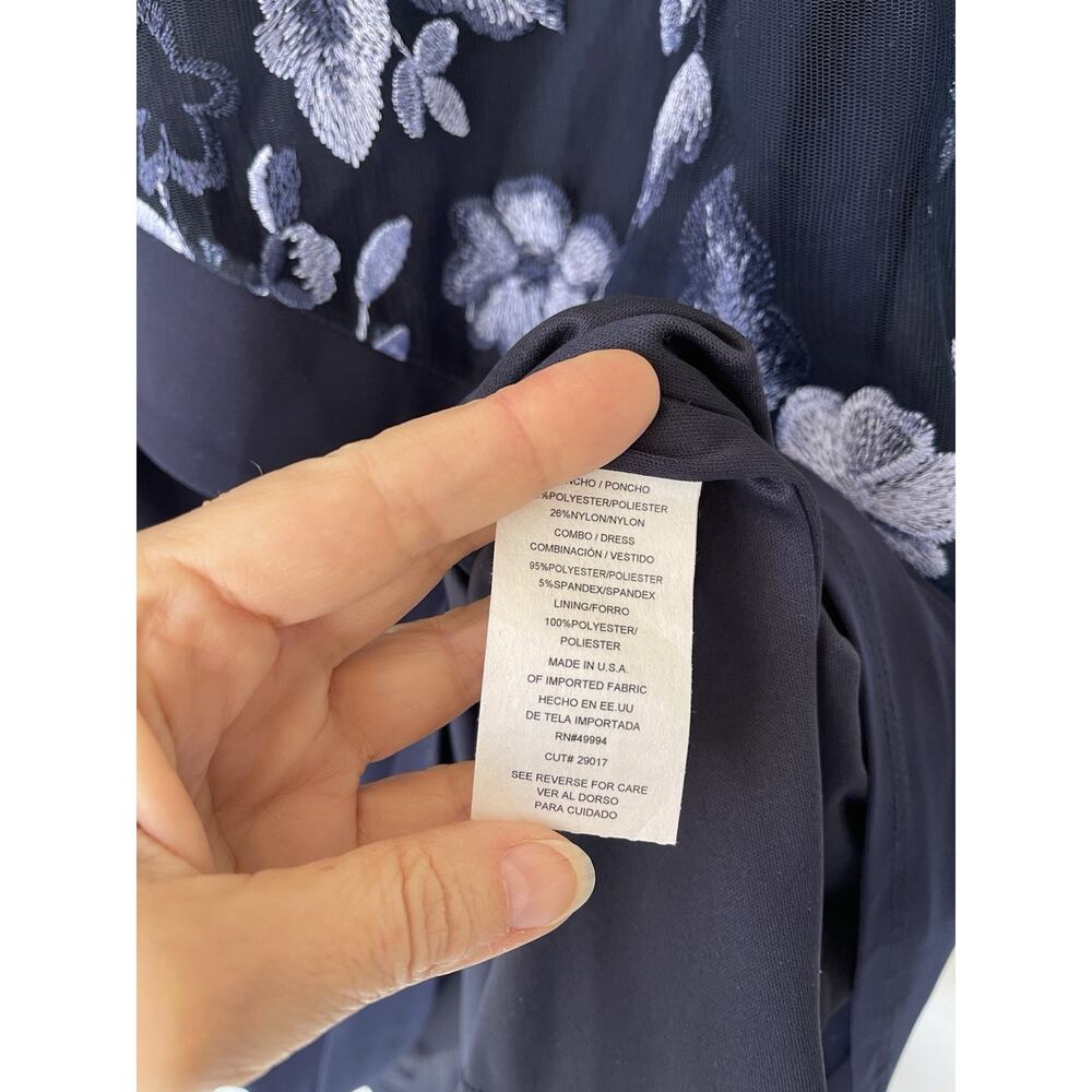 R & M Richards Plus Embroidered Cape Dress Size 20 Blue USA Made Floral NWT - Picture 8 of 12